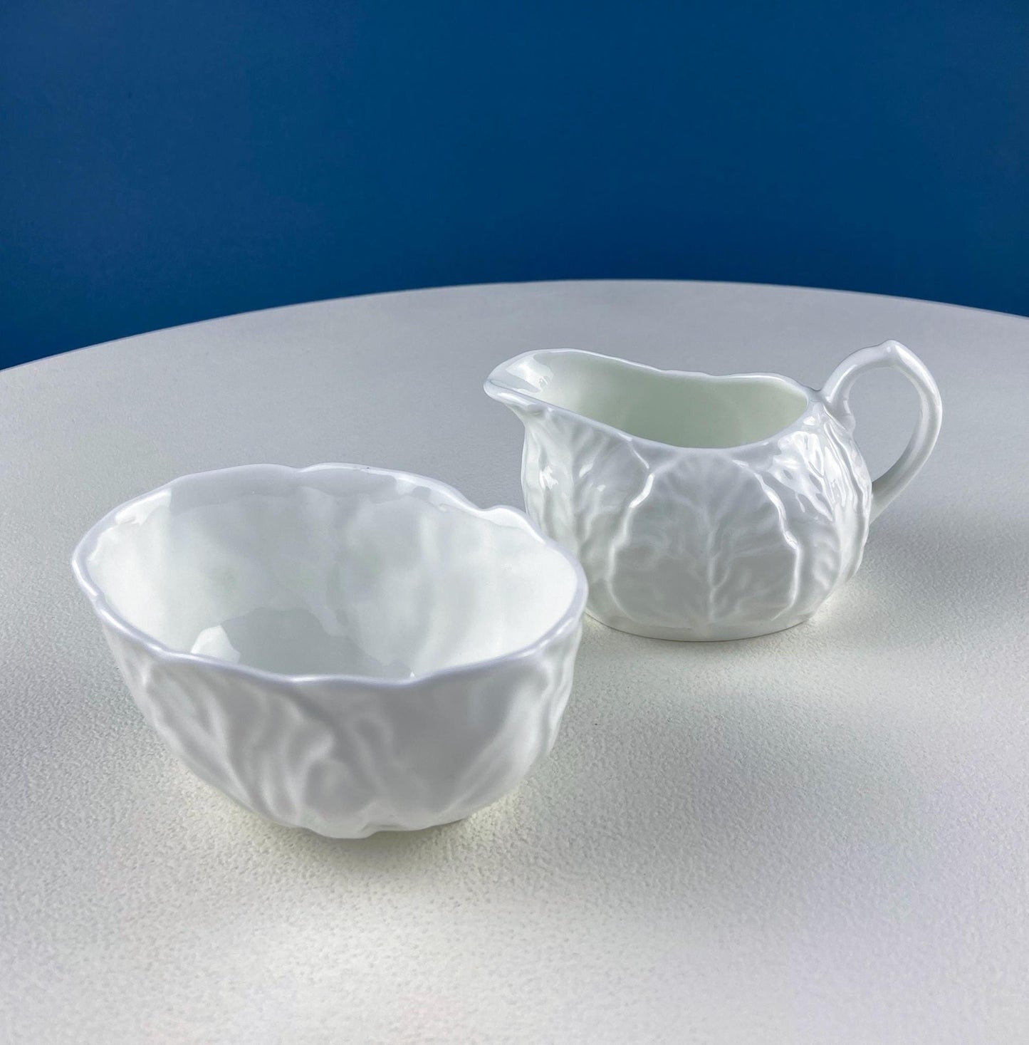 Wedgwood Country Ware Porcelain Basket for Serving Strawberries Cream Sugar. Set of 3. Leaf Texture. Garden Party. Romantic Gift for Him Her