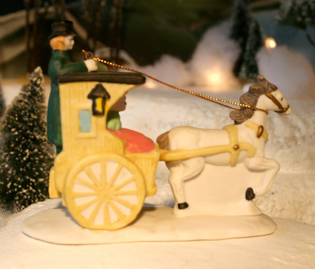Christmas Village Figurines Dickensville Horse & Carriage, Driver