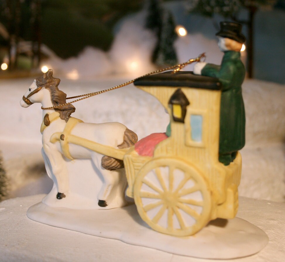 Christmas Village Figurines Dickensville Horse & Carriage, Driver