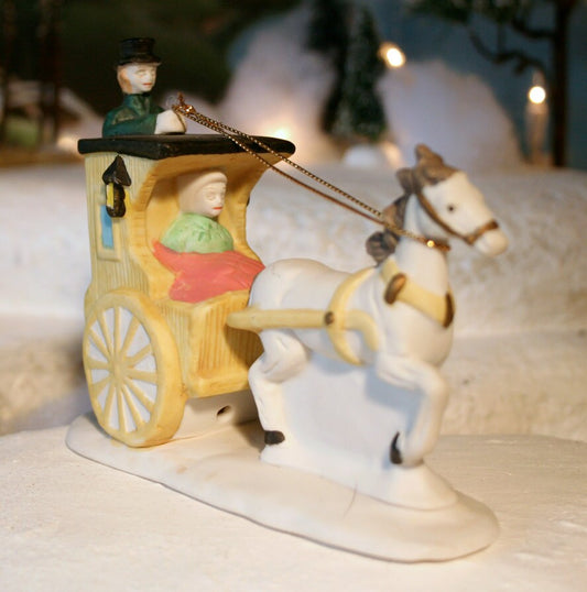 Christmas Village Figurines Dickensville Horse & Carriage, Driver