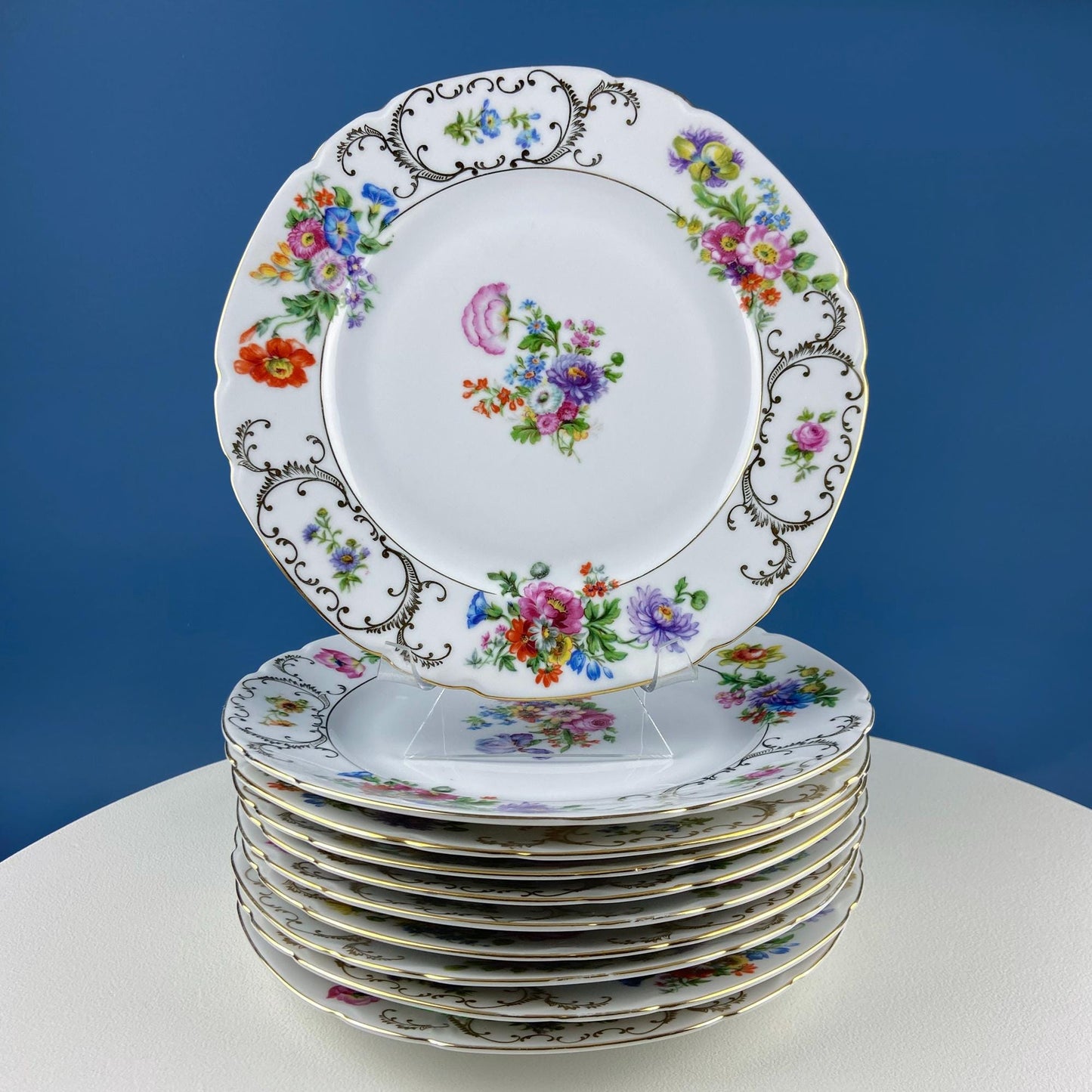 Antique Victoria Czechoslovakia 56 Piece Dish Set. Floral Motif. French Country Living. Dining Room Table Decor. Gift for Him Her.