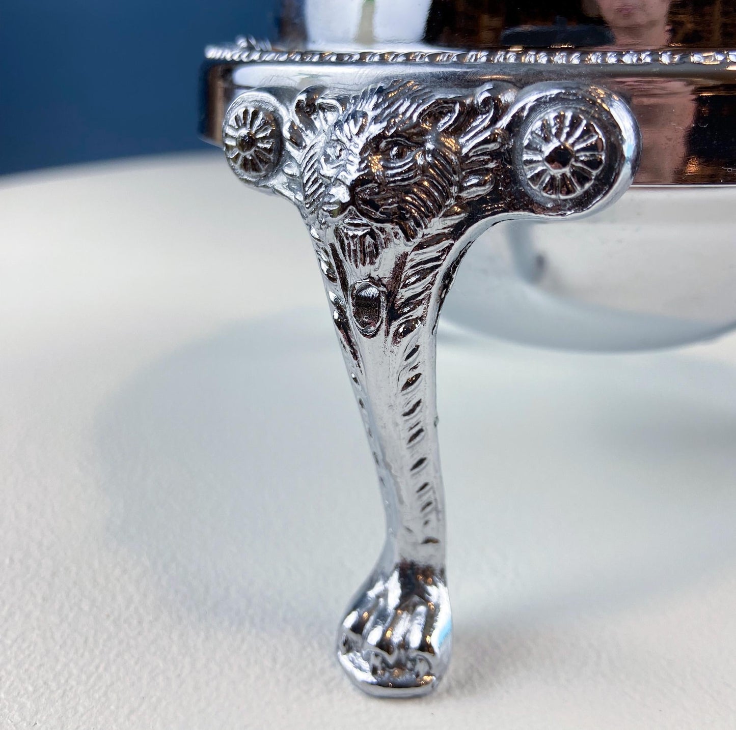 Iruinware Caviar Dome Dish Made in British Hong Kong. Silver Metal Serving Bowl. Lion Feet Dome Lid. Table Setting. Stylish Housewares.