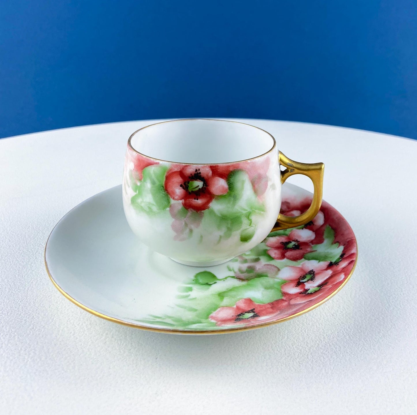 Vintage Porcelain Tea Cup & Saucer. Hand-Painted Violets. Modern Farmhouse. Tea Garden Party Hosting Essentials.