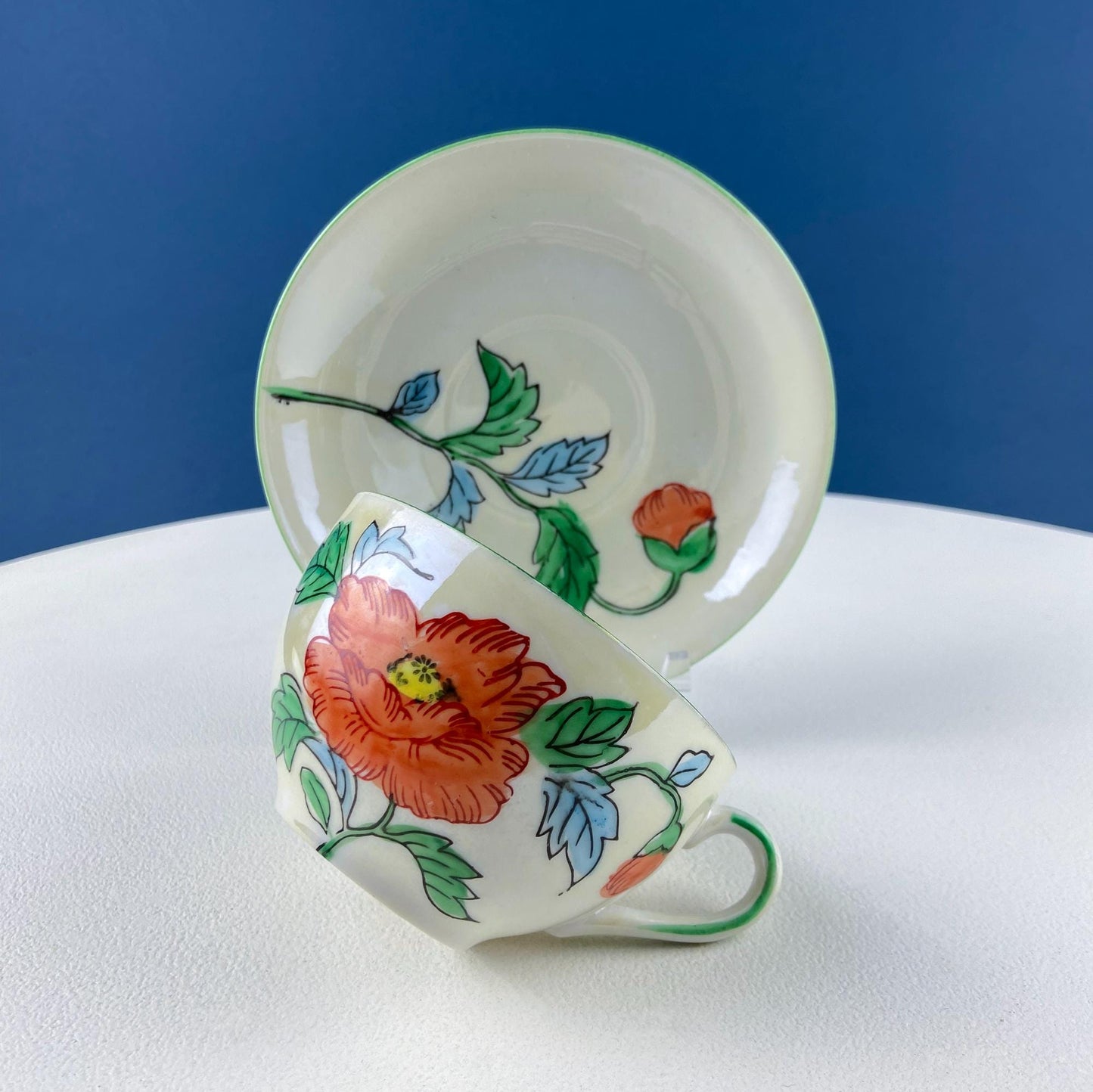 Vintage Porcelain Tea Cup & Saucer. Hand-Painted Violets. Modern Farmhouse. Tea Garden Party Hosting Essentials.