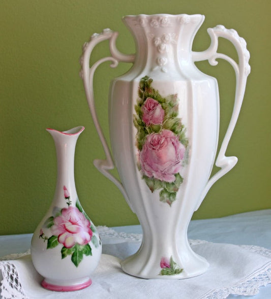 Vase.  Porcelain Urn Shaped Vase Hand Painted. Vase Signed by Artist.