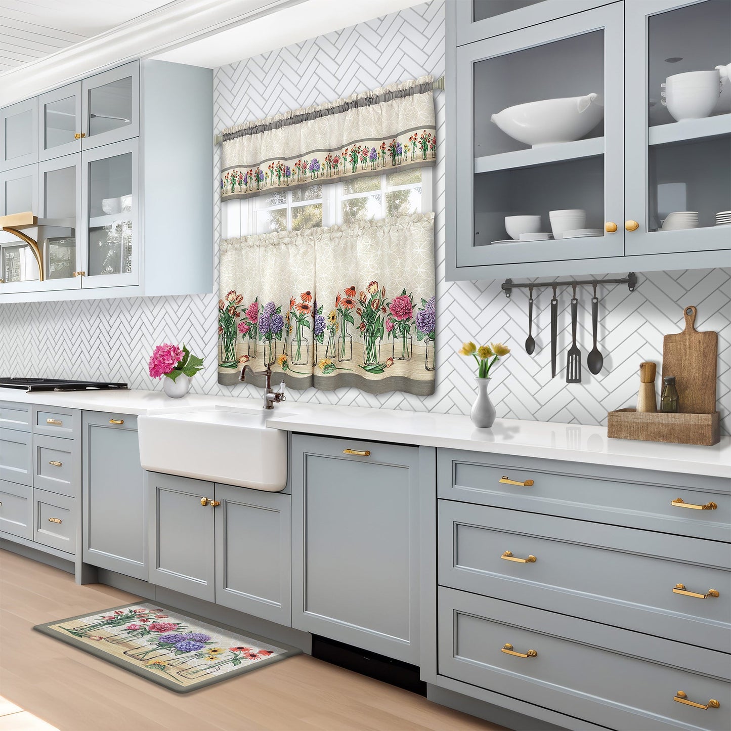 Boho Garden Bloom Decorative Anti-Fatigue Kitchen Mat, 18x30 Inches