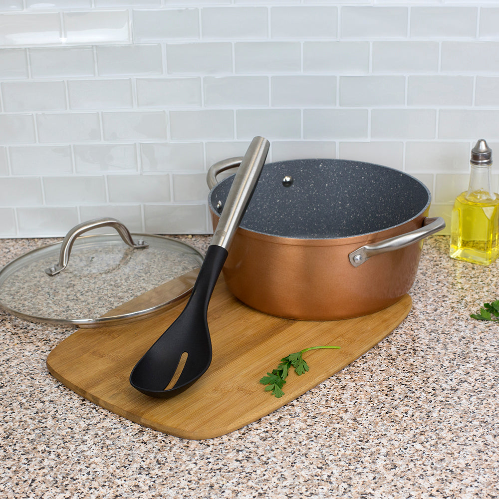 Home Basics Mesa Scratch-Resistant Nylon Slotted Spoon with Stainless-Steel, 13 Inches