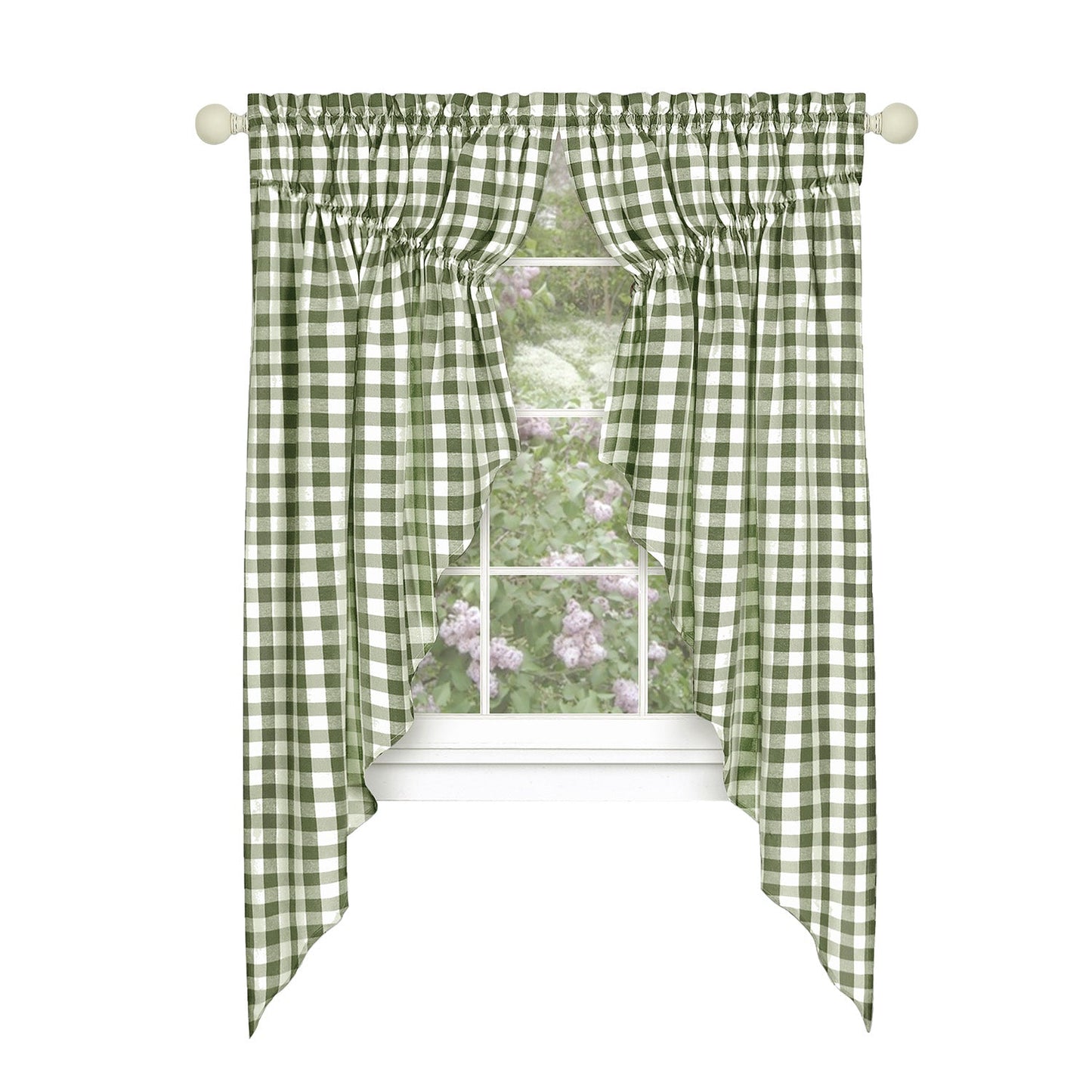 Buffalo Check Gathered Swag Window Curtain Pair, 72x63 Inches
