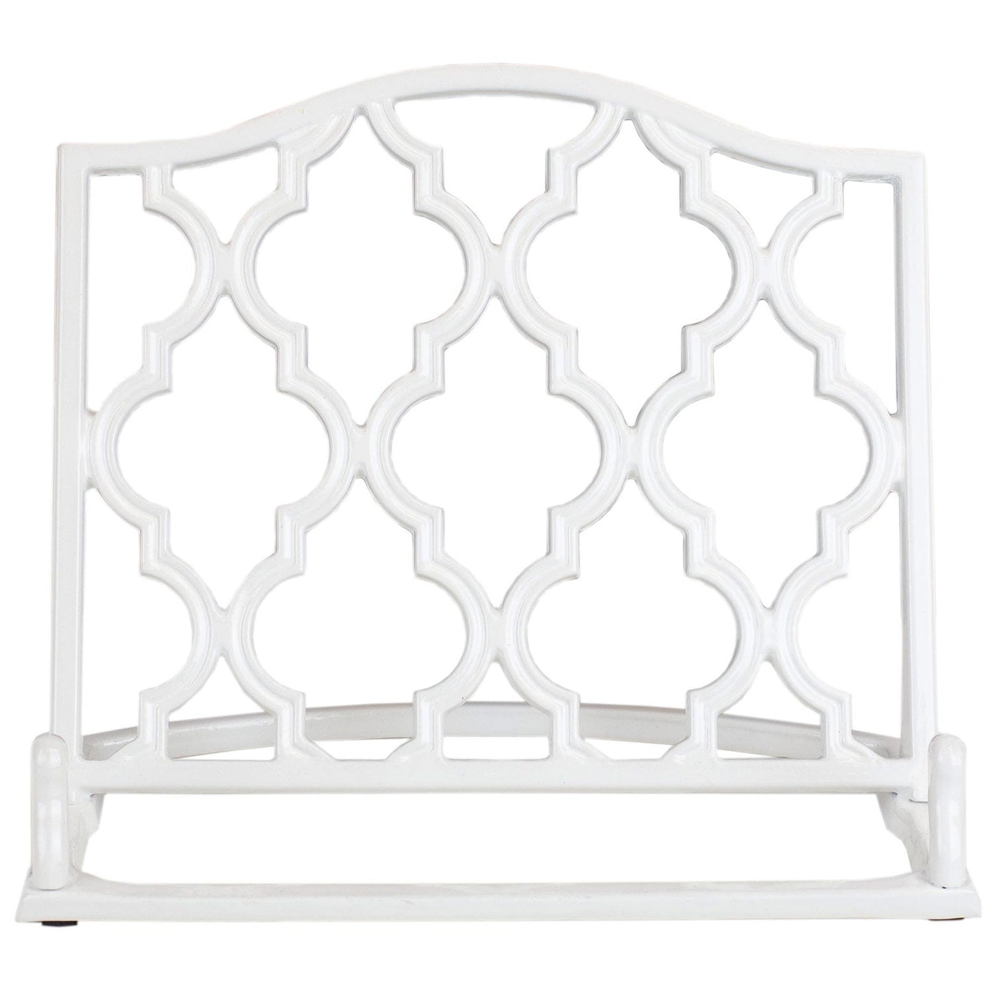 Home Basics Cast Iron Moroccan Lattice Cookbook Stand, White, 10.5x5.5x9 Inches