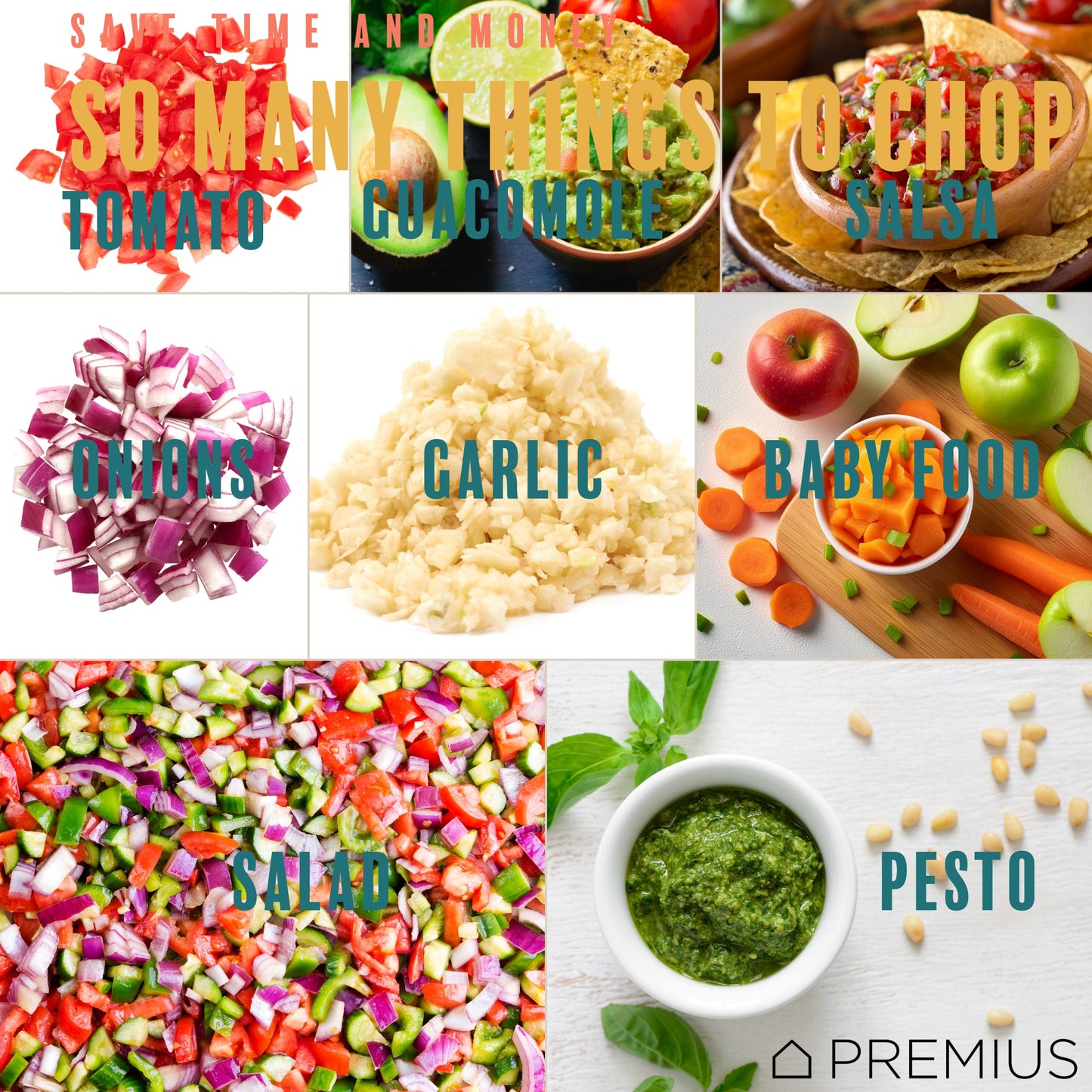 PREMIUS Manual Pull Hand Food Chopper, With Wood Ball, White-Natural, 1.5 Cups