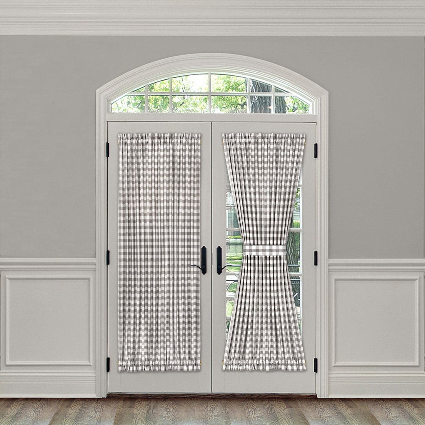 Buffalo Check Gingham French Door Panel With Tieback