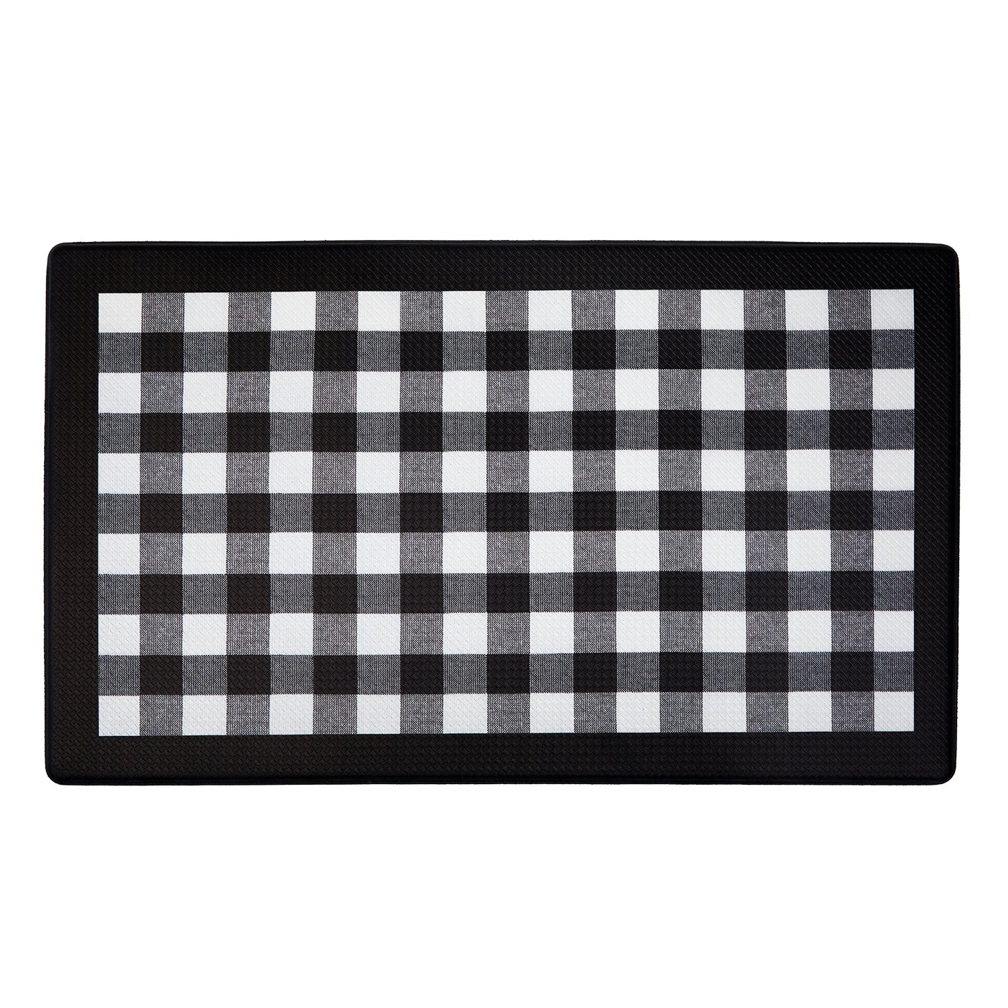 Buffalo Check Decorative Anti-Fatigue Mat, Black-White, 18x30 Inches