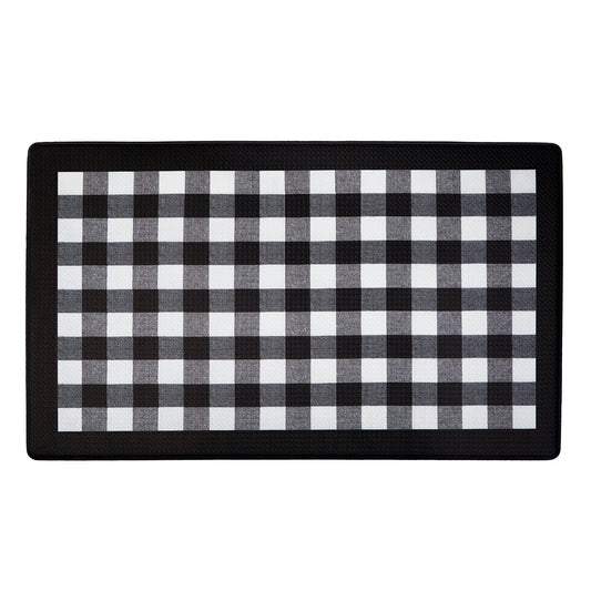 Buffalo Check Decorative Anti-Fatigue Mat, Black-White, 18x30 Inches