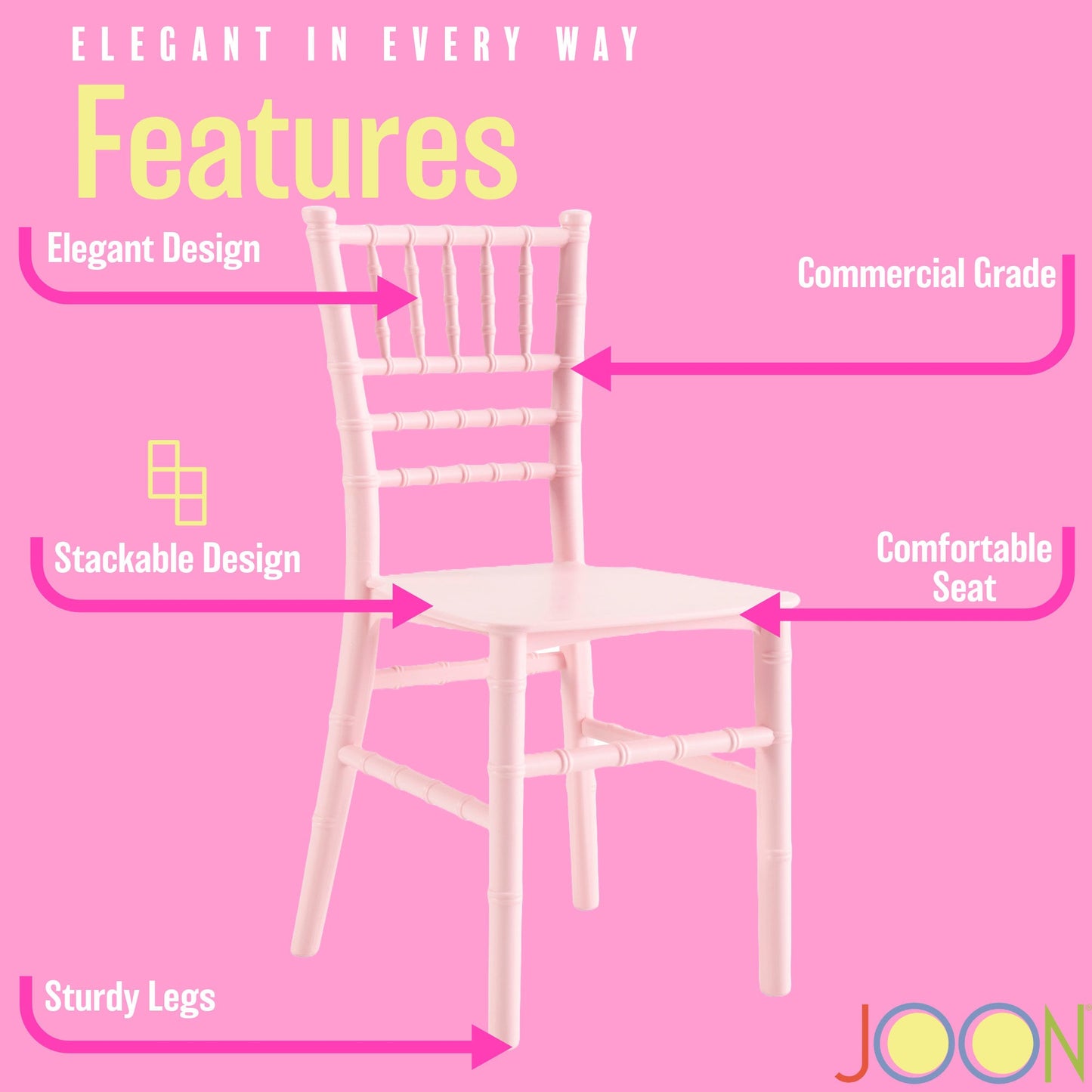 JOON 2 Pack Kids Tiffany Chiavari Chairs, 25x13x14.5 Inches