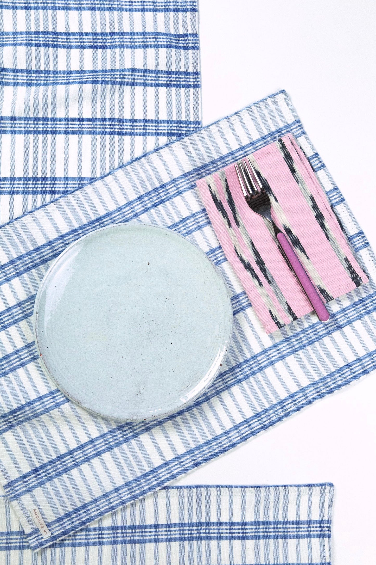 Coco Plaid Placemat in Natural Indigo