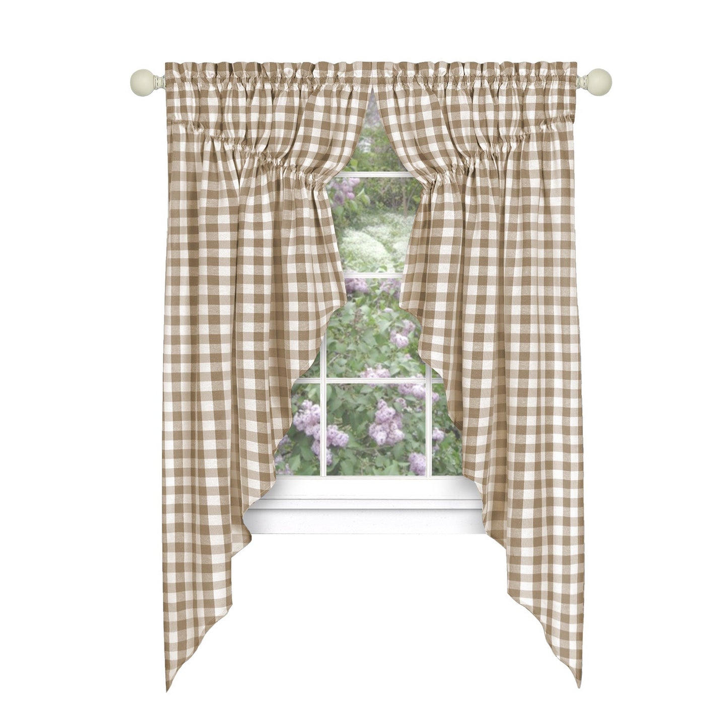 Buffalo Check Gathered Swag Window Curtain Pair, 72x63 Inches