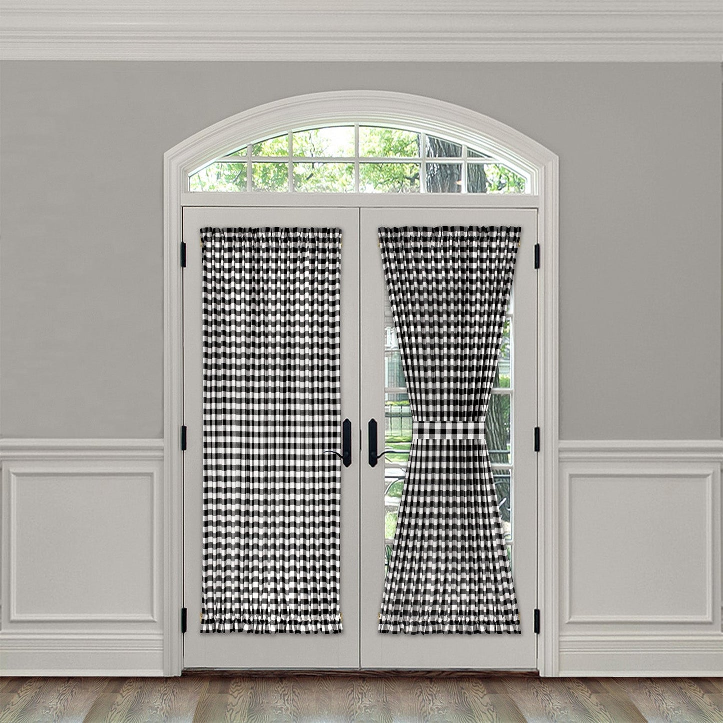 Buffalo Check Gingham French Door Panel With Tieback