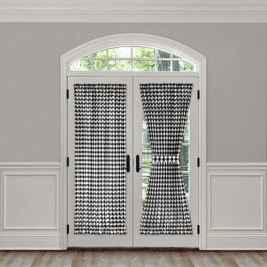 Buffalo Check Gingham French Door Panel With Tieback