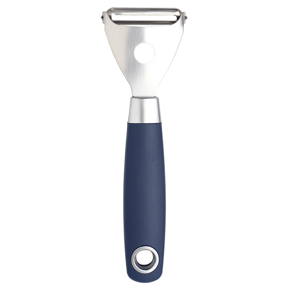 Home Basics Meridian Stainless Steel Horizontal Vegetable Peeler, Indigo