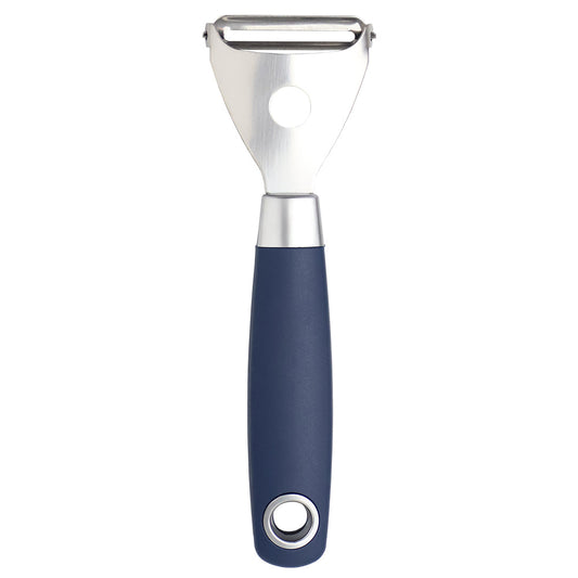 Home Basics Meridian Stainless Steel Horizontal Vegetable Peeler, Indigo