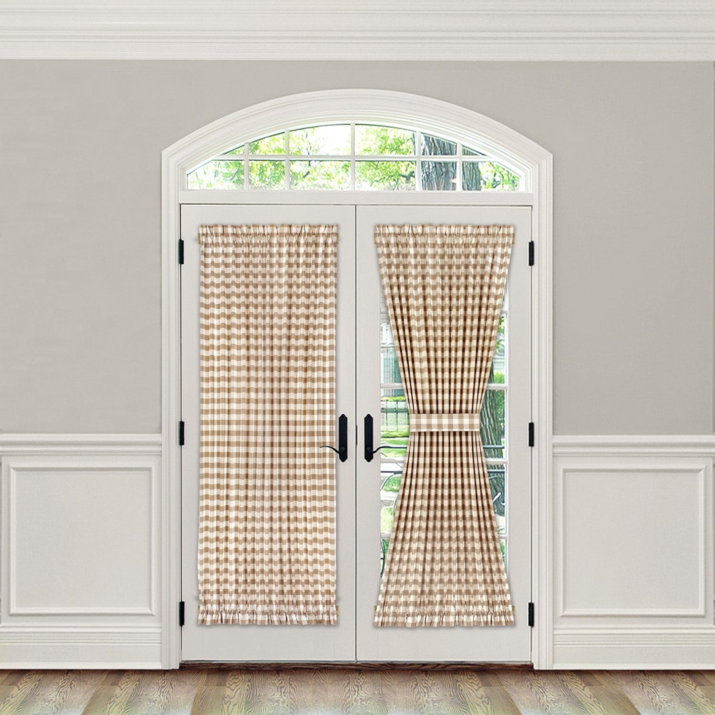 Buffalo Check Gingham French Door Panel With Tieback
