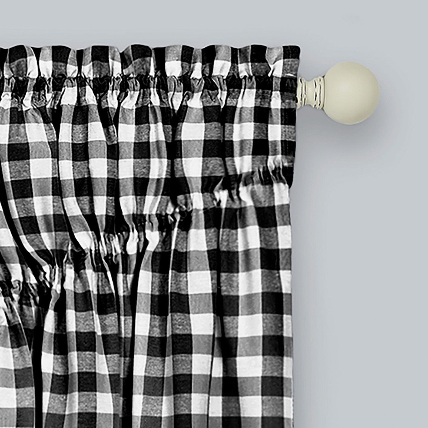 Buffalo Check Gathered Swag Window Curtain Pair, 72x63 Inches