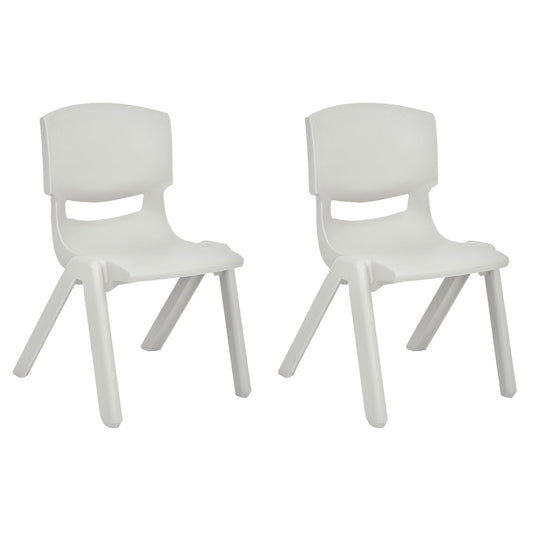 JOON Stackable Plastic Kids Learning Chairs, Light Gray, 20.5x12.75X11 Inches, 2-Pack (Pack of 2)
