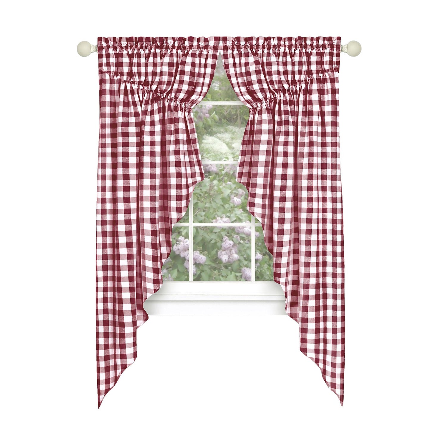 Buffalo Check Gathered Swag Window Curtain Pair, 72x63 Inches