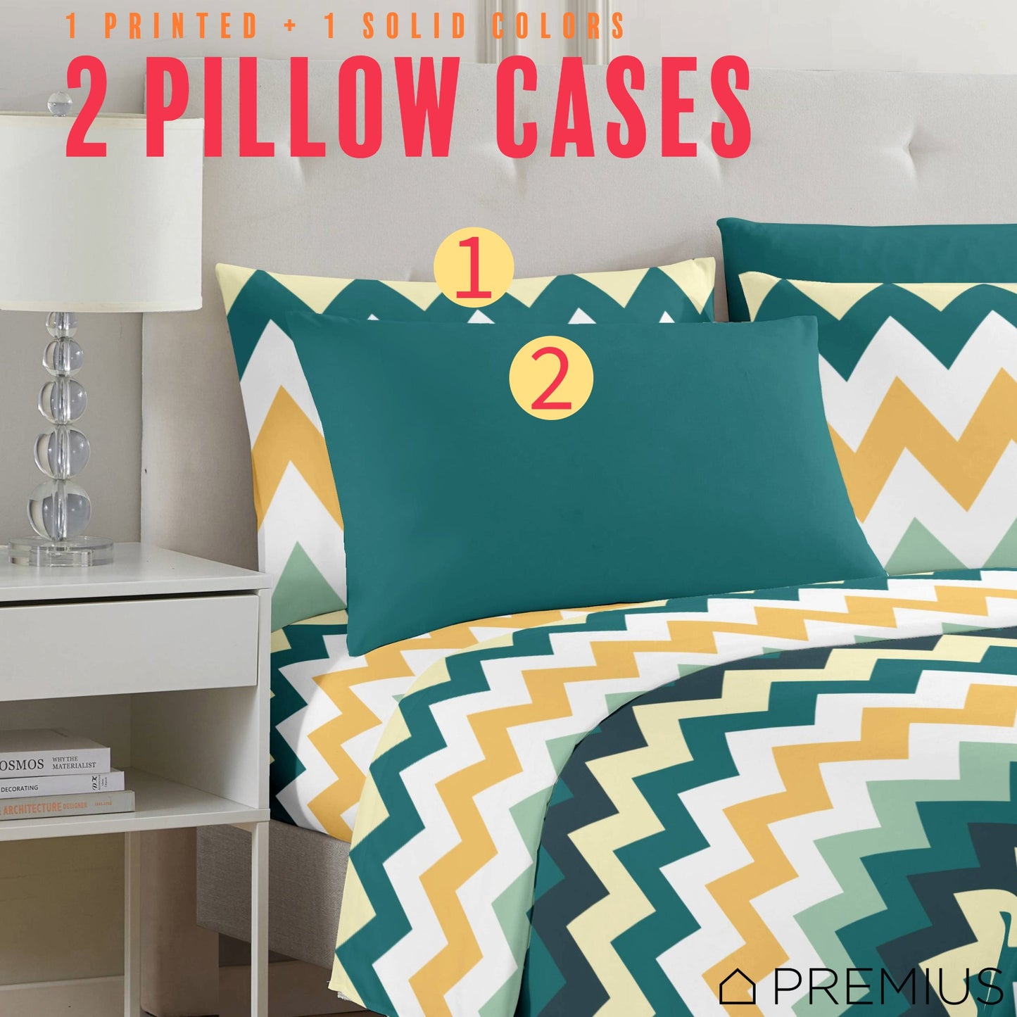 PREMIUS Montego Soft Wrinkle-Free Microfiber Sheet Set, Green-Yellow