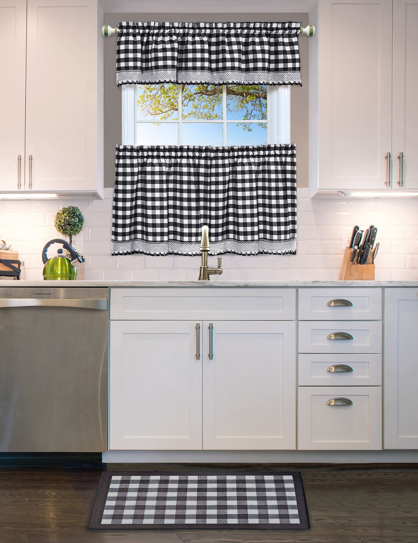 Buffalo Check Decorative Anti-Fatigue Mat, Black-White, 18x30 Inches