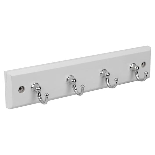 Home Basics 4 Hook Wall Mounted Key Holder Rack, White