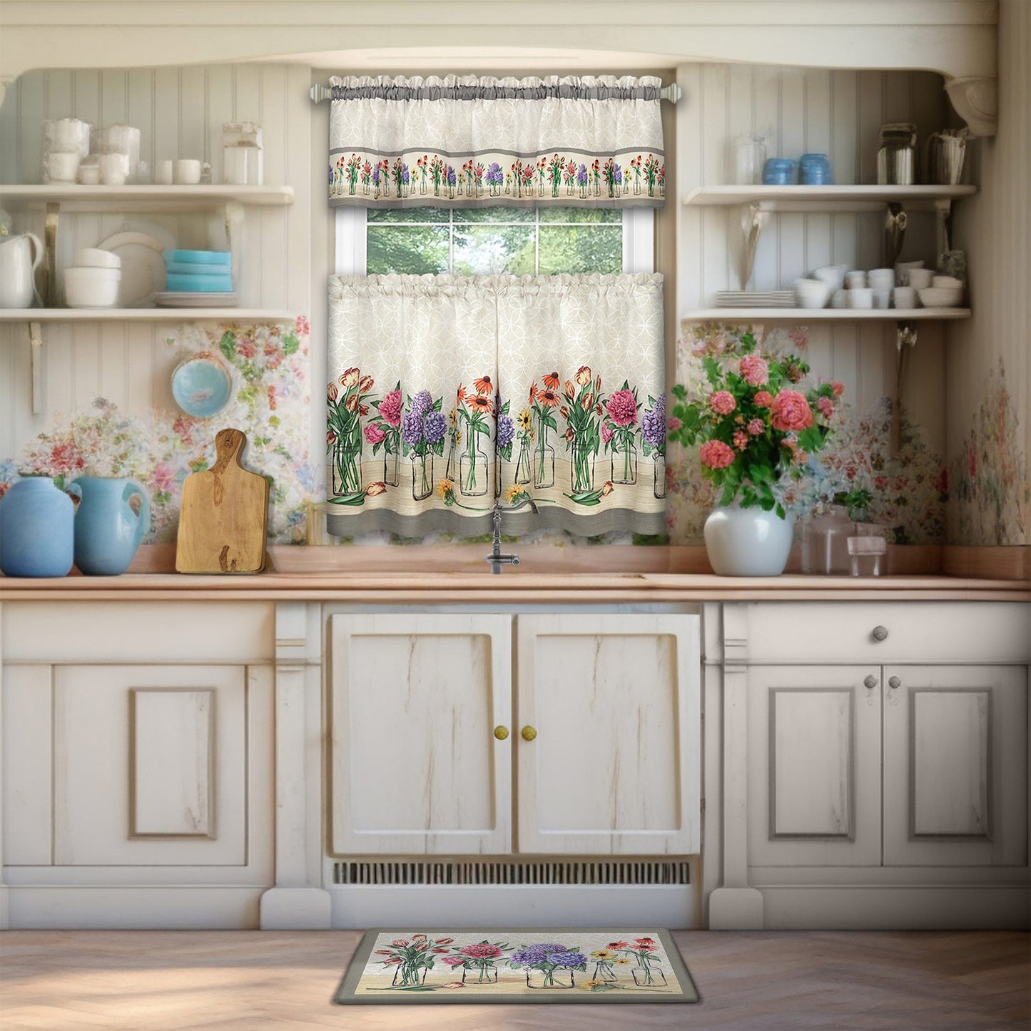 Boho Garden Bloom Decorative Anti-Fatigue Kitchen Mat, 18x30 Inches