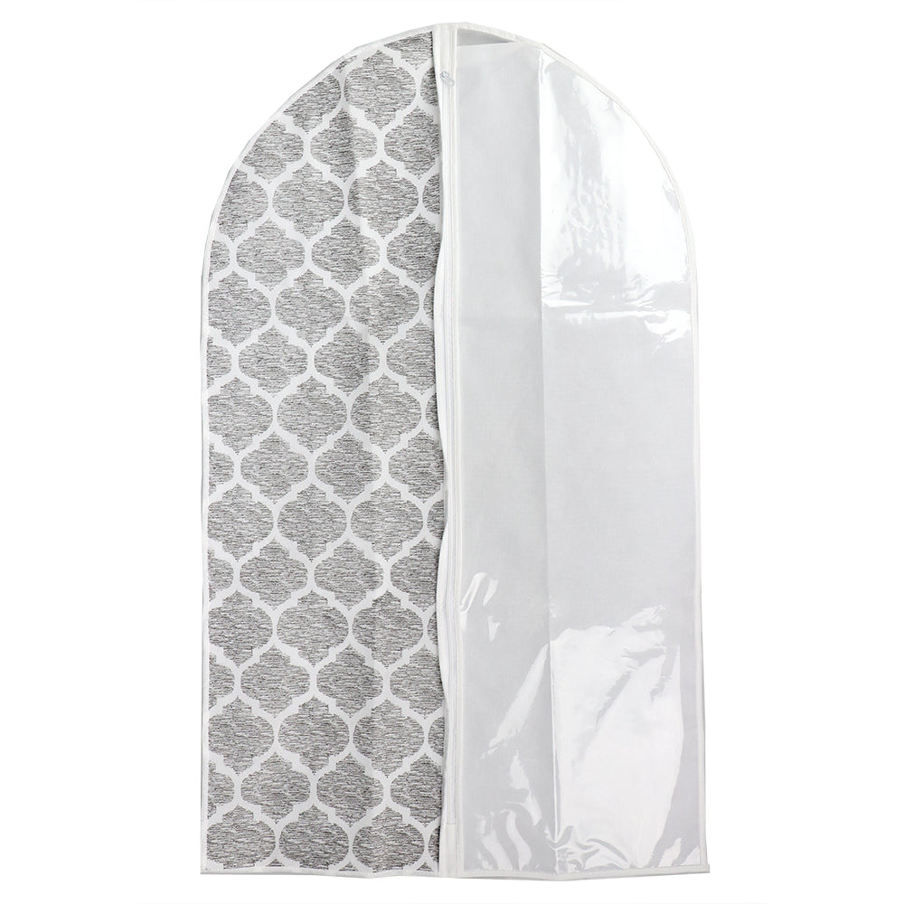 Home Basics Arabesque Non-Woven Suit Bag with Clear Window, White