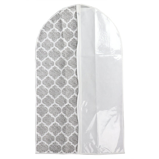 Home Basics Arabesque Non-Woven Suit Bag with Clear Window, White