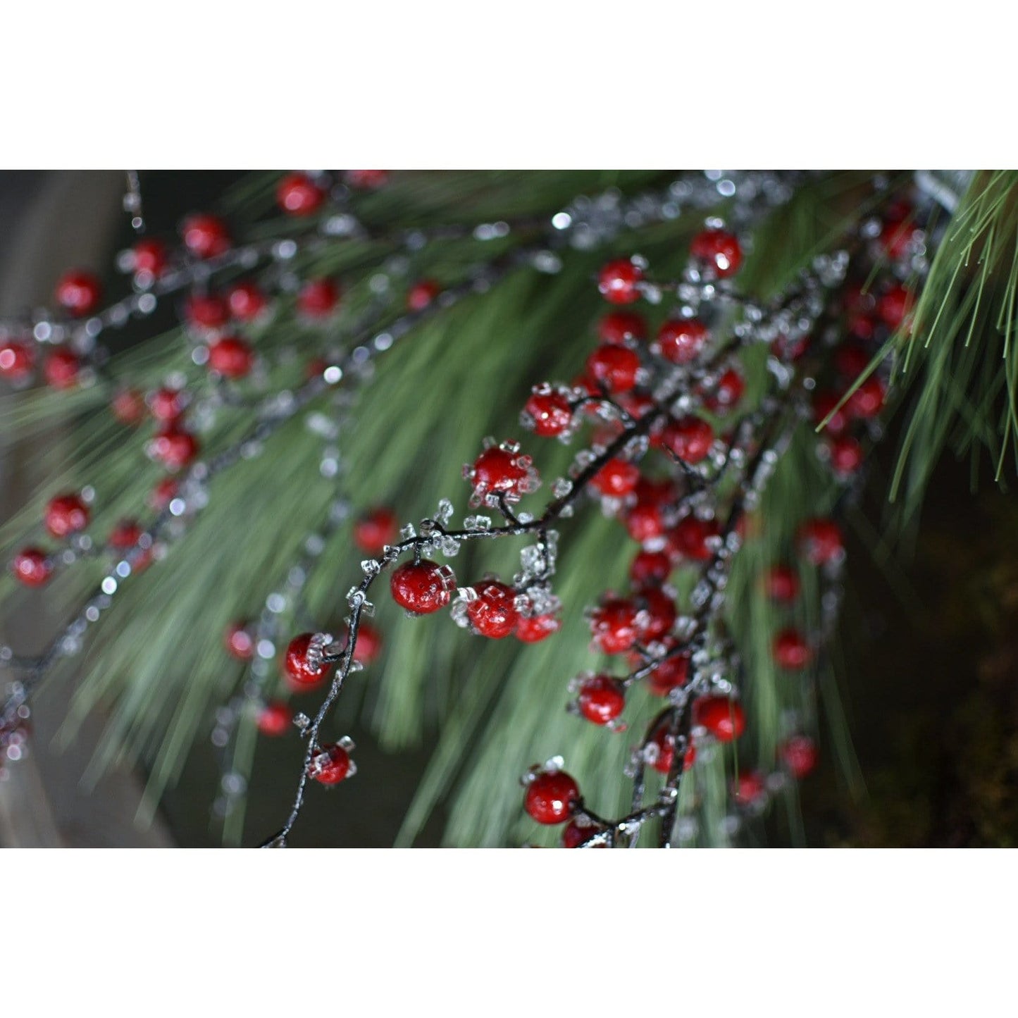 29" Faux Iced Red Berry Stem