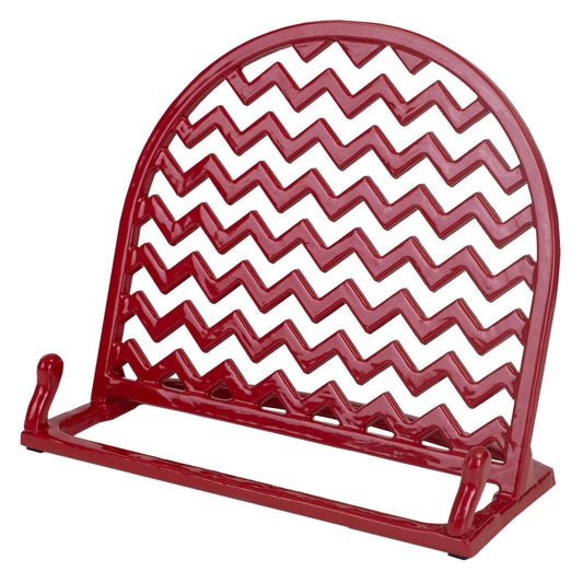 Home Basics Cast Iron Chevron Design Cookbook Stand, Red, 10.5x5.5x9 Inches
