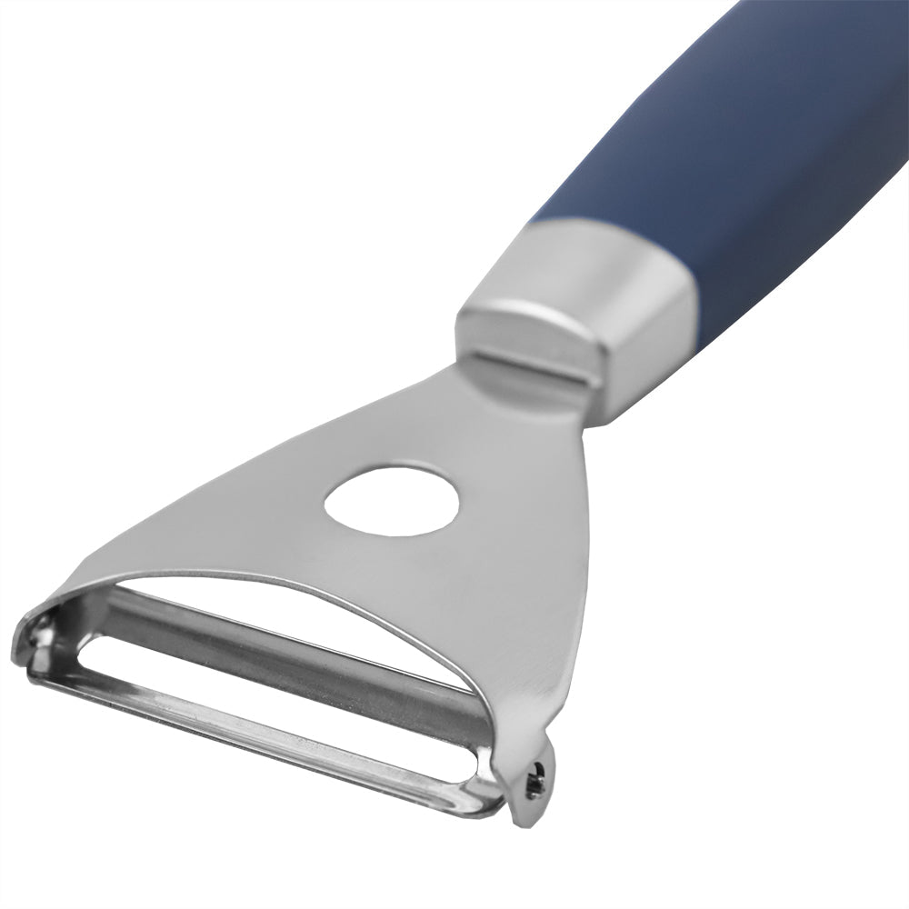 Home Basics Meridian Stainless Steel Horizontal Vegetable Peeler, Indigo