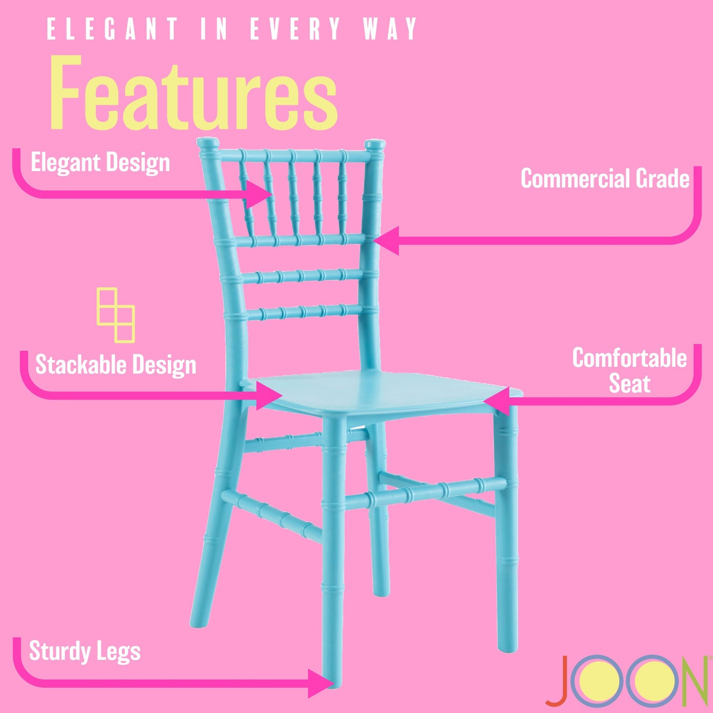 JOON 2 Pack Kids Tiffany Chiavari Chairs, 25x13x14.5 Inches