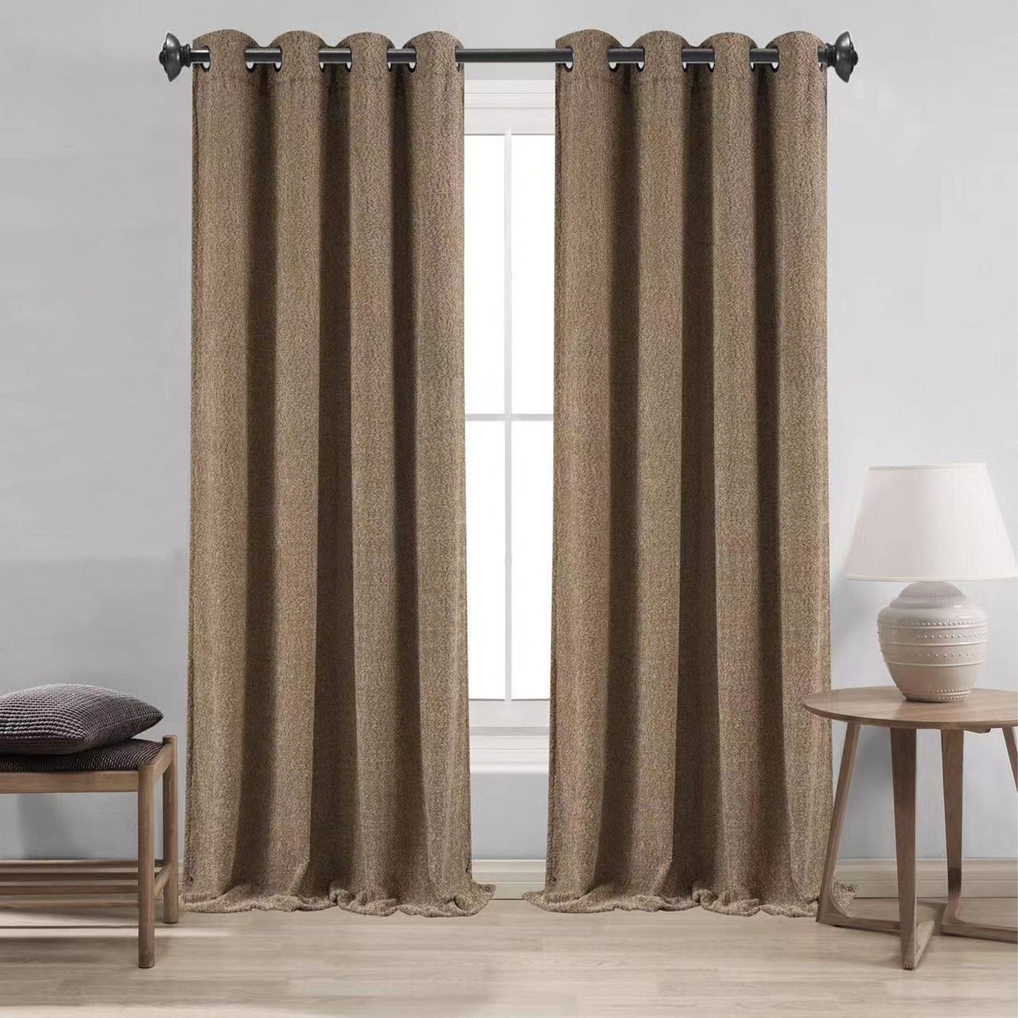 Boucle Textured Grommet Window Curtain Panel, 54x84 Inches