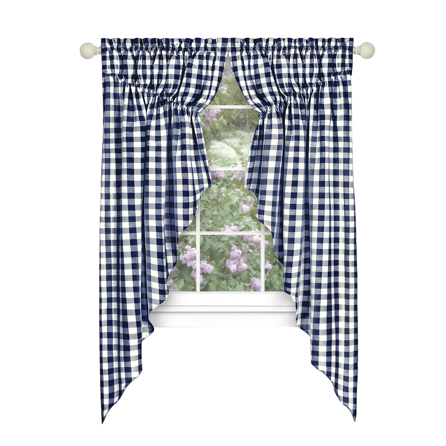 Buffalo Check Gathered Swag Window Curtain Pair, 72x63 Inches