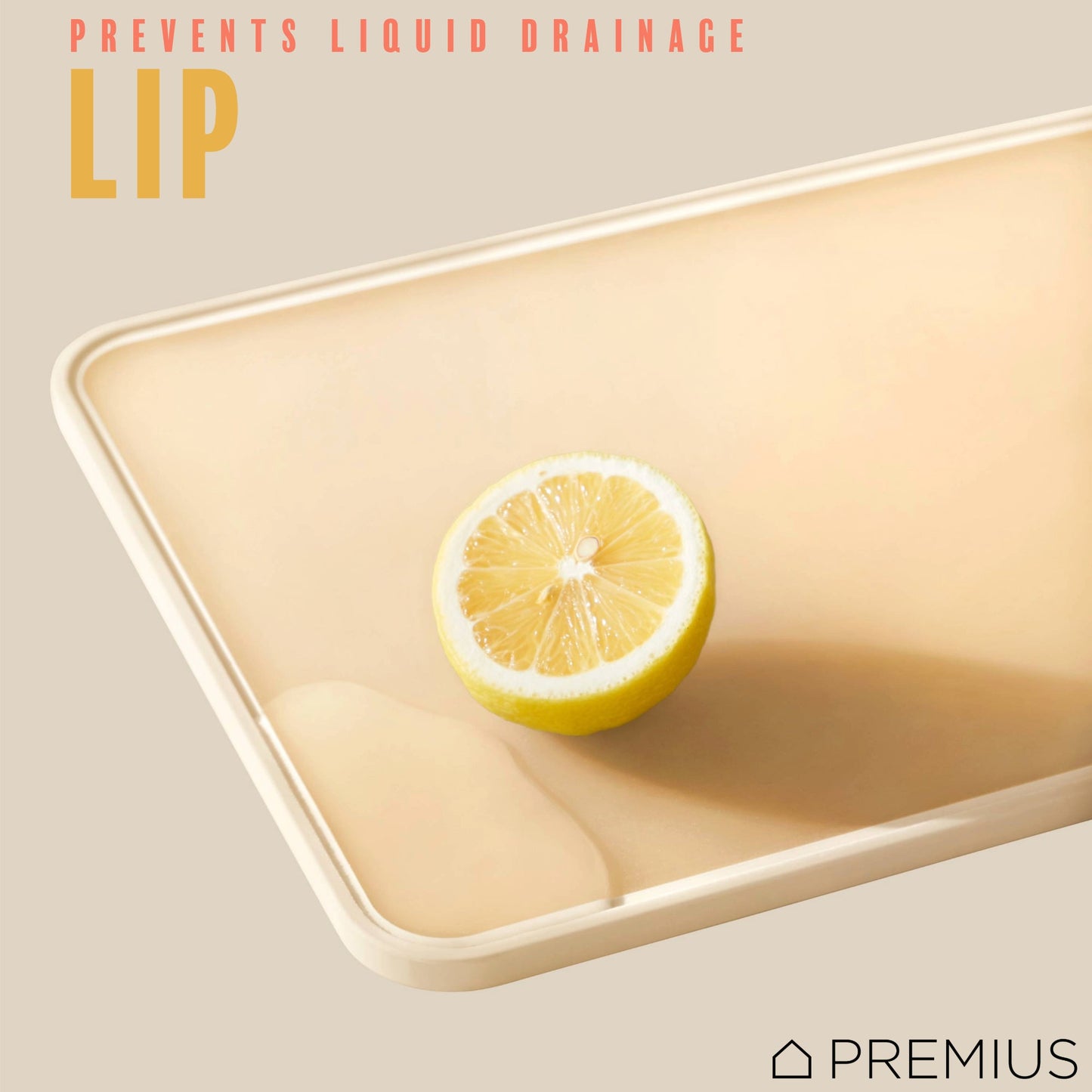 PREMIUS Reversible Non-Slip Cutting Board with Grater, Orange-Cream, Medium, 9.44x14.3 Inches