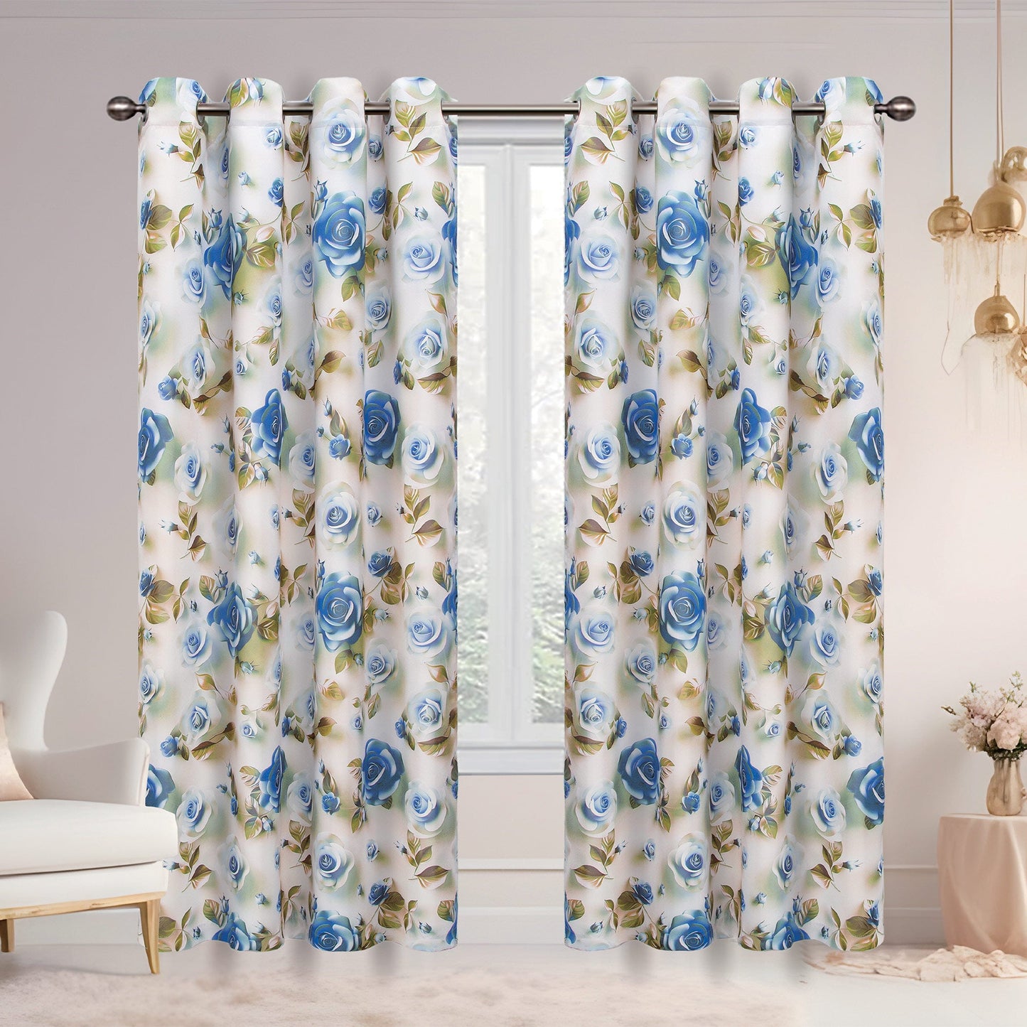 Ciera Floral Room Darkening Grommet Window Curtain Panel, 54x84 Inches