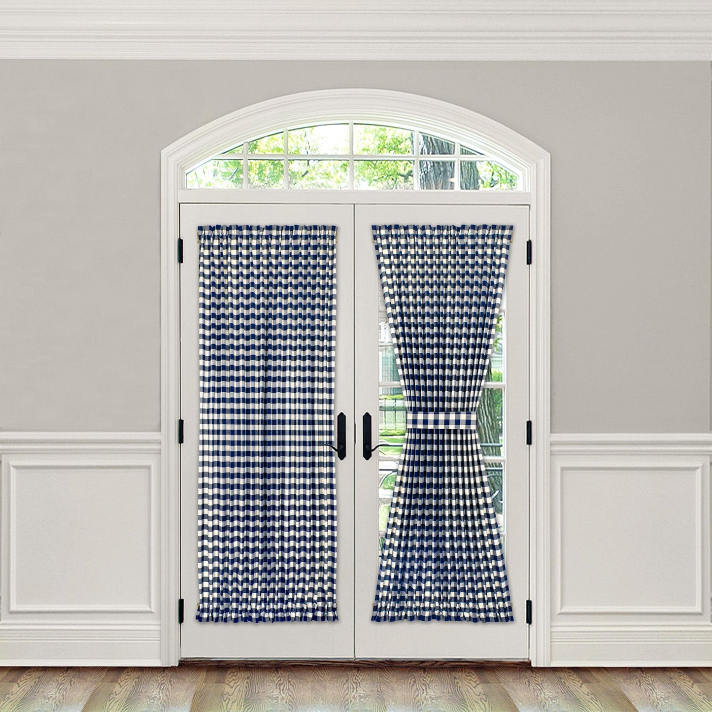 Buffalo Check Gingham French Door Panel With Tieback