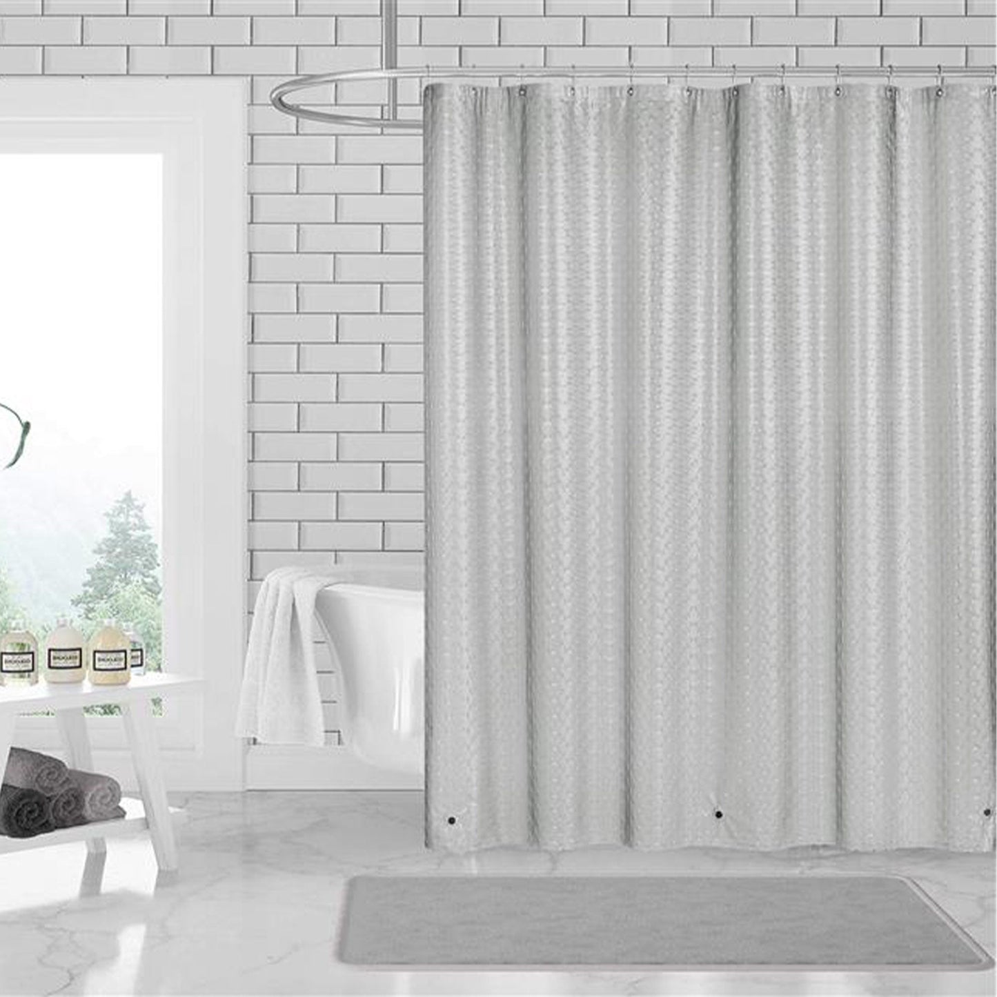 3D PEVA Sqaure Grommet Shower Liner With Magnetic Weighted Bottom, 70x72 Inches