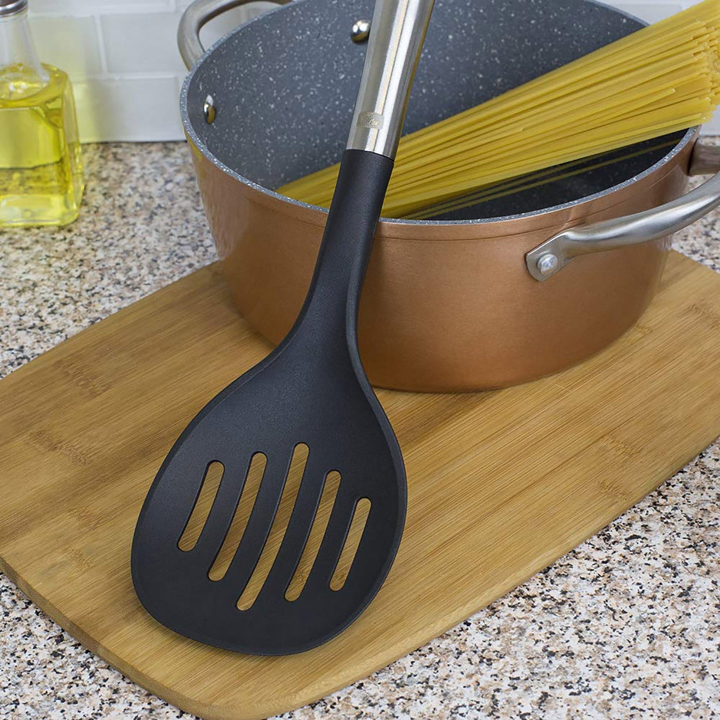 Home Basics Mesa Scratch-Resistant Nylon Skimmer with Stainless-Steel, 13 Inches