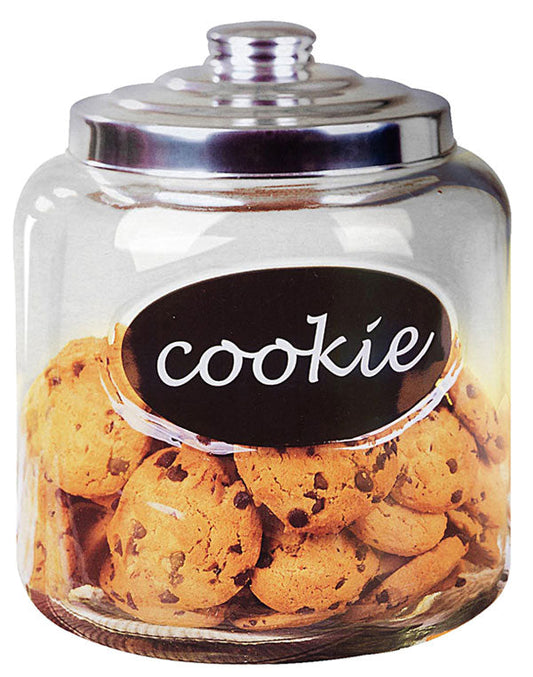 Home Basics Cookie Jar With Metal Top, 7.5x7.5x9.5 Inches