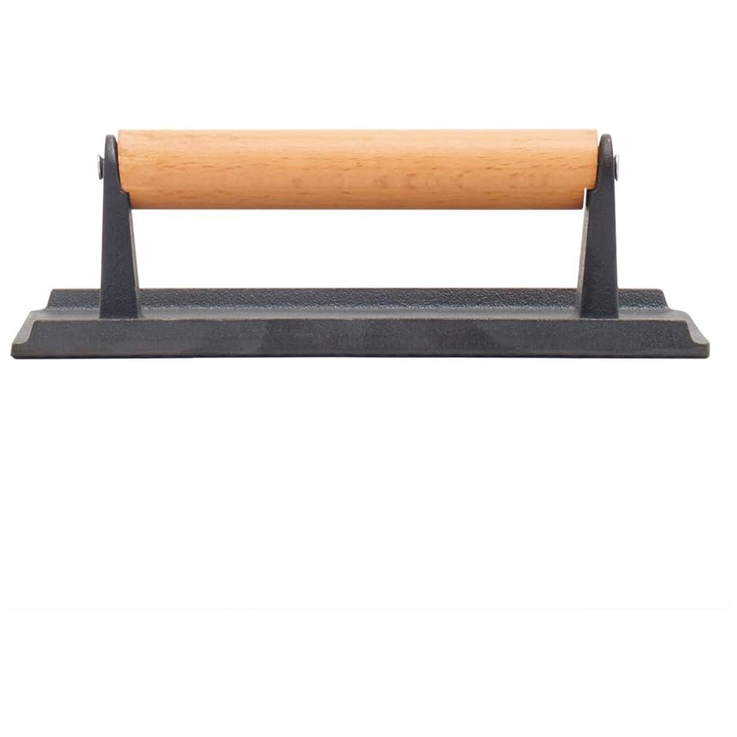 Home Basics Cast Iron Grill Press with Wood Handle, Bacon Press, Black