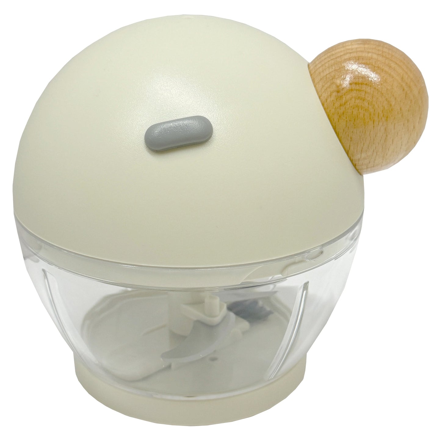 PREMIUS Manual Pull Hand Food Chopper, With Wood Ball, White-Natural, 1.5 Cups