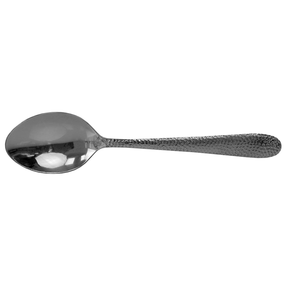 Home Basics 4 Pack Stainless Steel Dinner Spoons Set with Textured Handles, Silver