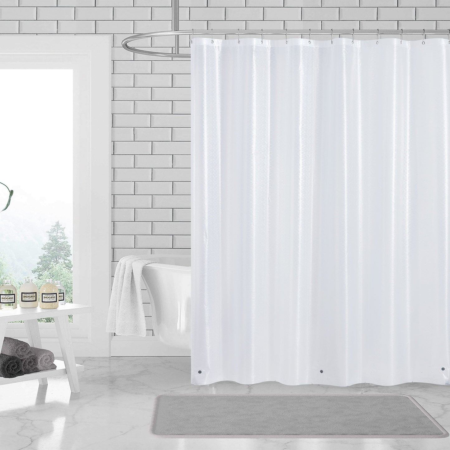 3D PEVA Polkadots Grommet Shower Liner With Magnetic Weighted Bottom, 70x72 Inches